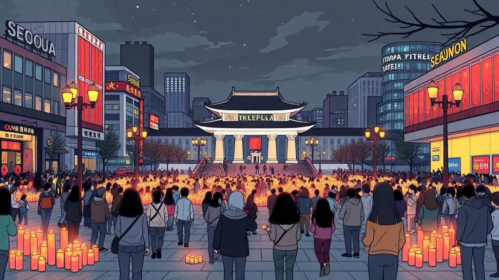 추모 행사와 시민들의 마음 (cartoon 스타일)