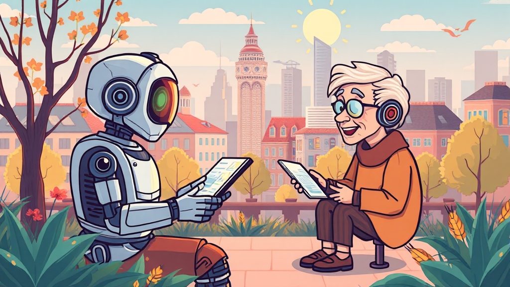 디지털 복지 서비스의 미래 (cartoon 스타일)