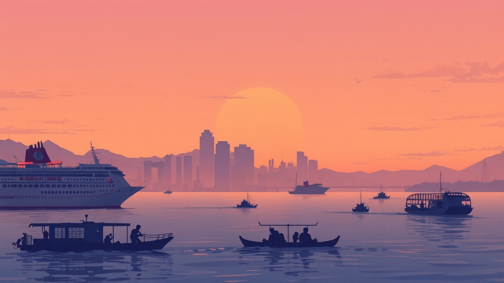 한강 버스 운행 현황 (illustration 스타일)