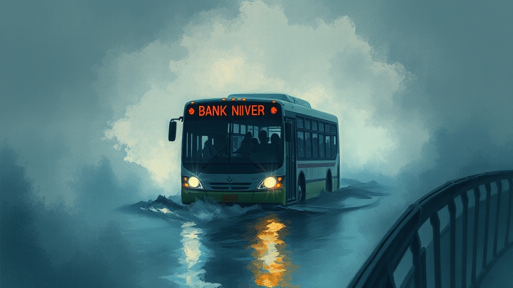 한강 버스 사고 개요 (watercolor 스타일)