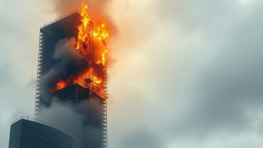 화재 원인 분석 및 책임자 조사 (watercolor 스타일)