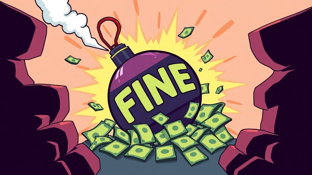 관련 법규 및 과징금 가능성 (cartoon 스타일)