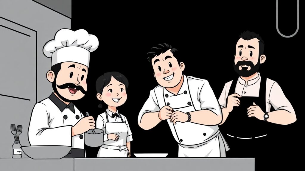 흑백요리사2 공개, 백종원 논란 속 출연 강행? 시즌1과 차이점은? 2 넷플릭스, 흑백요리사2 공개 결정 (cartoon 스타일)