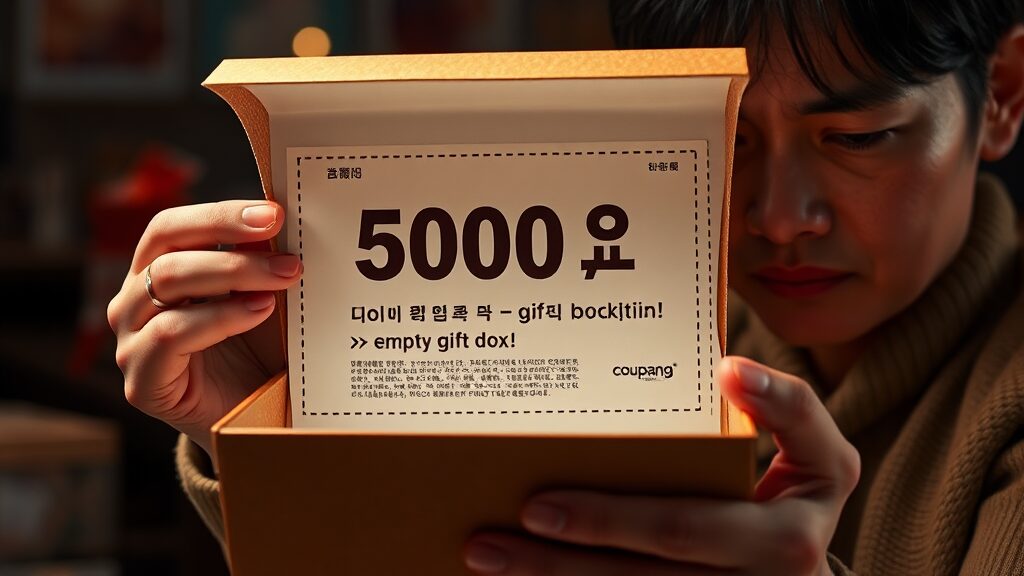 쿠폰 보상 비판적 시각 (realistic 스타일)