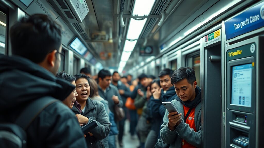 지하철 계좌이체 전면 중단 (realistic 스타일)