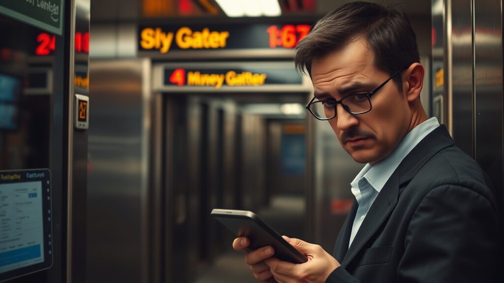 계좌이체 중단, 왜? (realistic 스타일)