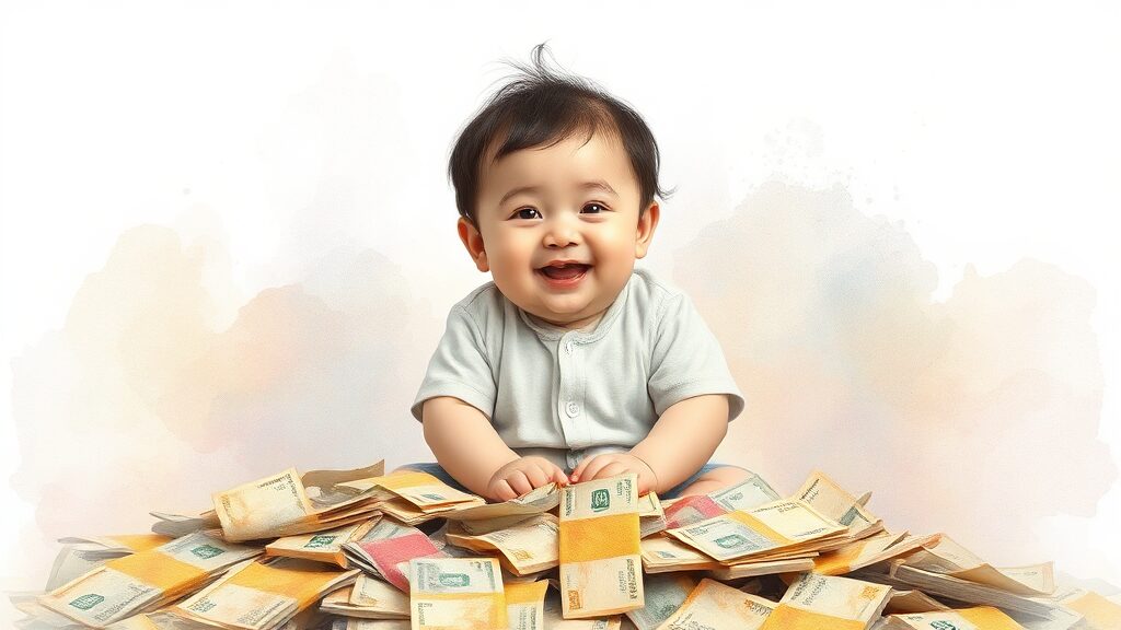 전국 출산장려금, 어디가 많을까? (watercolor 스타일)