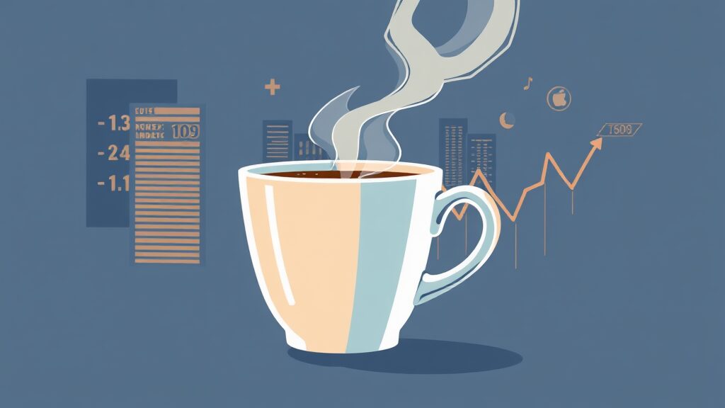 코스피 지수와 커피 가격 변화 (illustration 스타일)