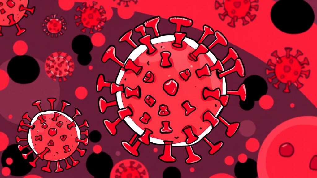 니파 바이러스 주요 증상 및 잠복기 (cartoon 스타일)