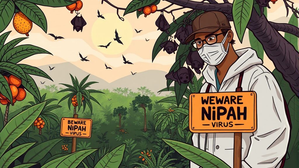 니파 바이러스 발생 현황 (국내외) (illustration 스타일)