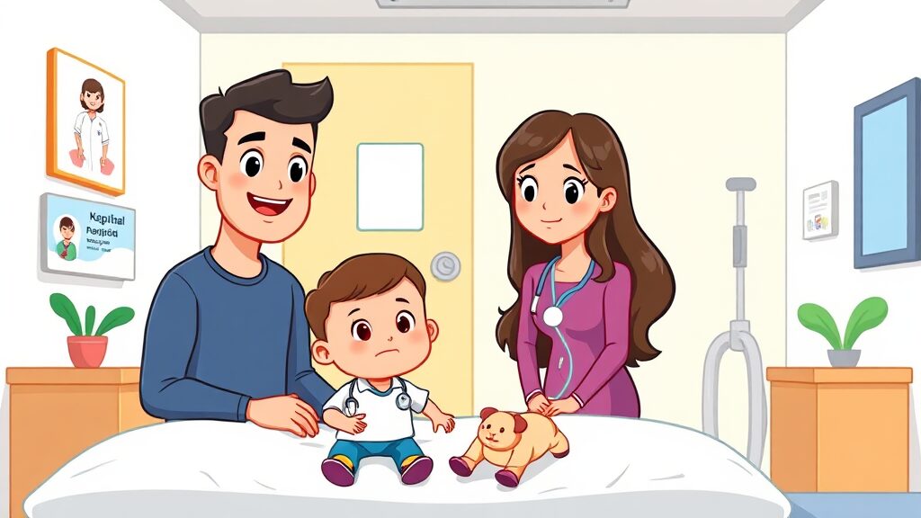 미성년 자녀, 모바일 건강보험증 등록은 어떻게? (cartoon 스타일)