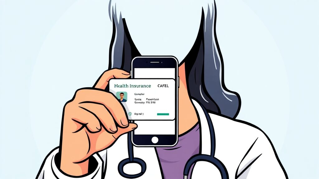 종이 건강보험증에서 모바일로, 무엇이 달라지나요? (cartoon 스타일)