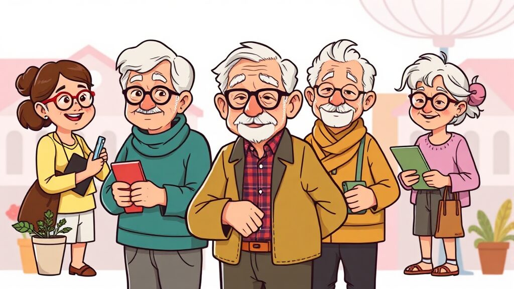 노인일자리 지원사업, 무엇을 지원하나요? (cartoon 스타일)