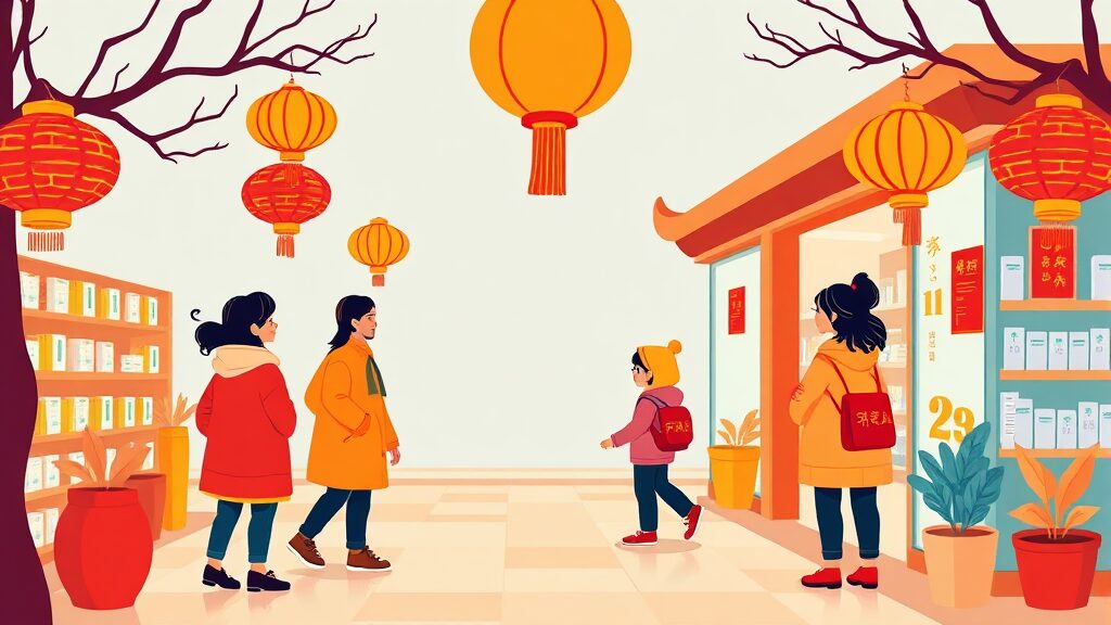 응급의료포털 E-Gen: 설 연휴 약국 검색의 핵심 (cartoon 스타일)