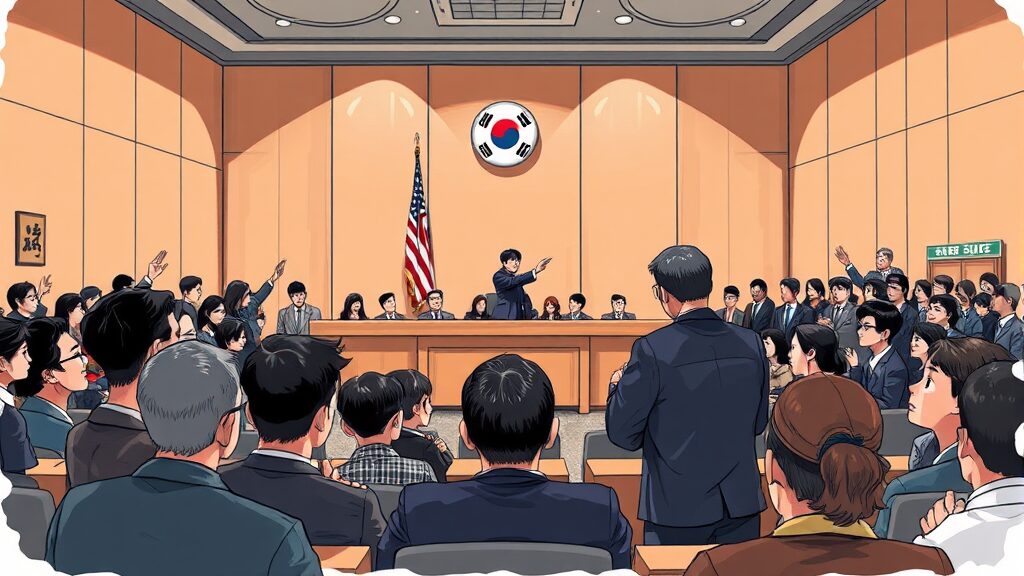 재판 결과 예측과 사회적 파장 (illustration 스타일)