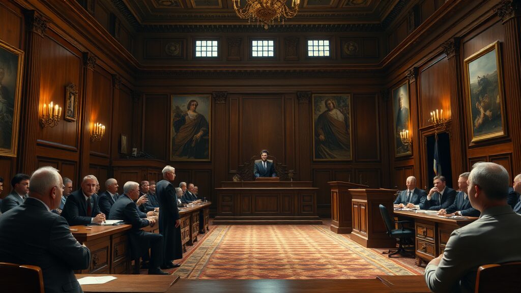 1심 이후 절차 및 역사적 의미 (realistic 스타일)