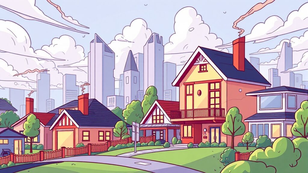 부동산 시장의 변화: 세금 강화의 배경과 영향 (cartoon 스타일)