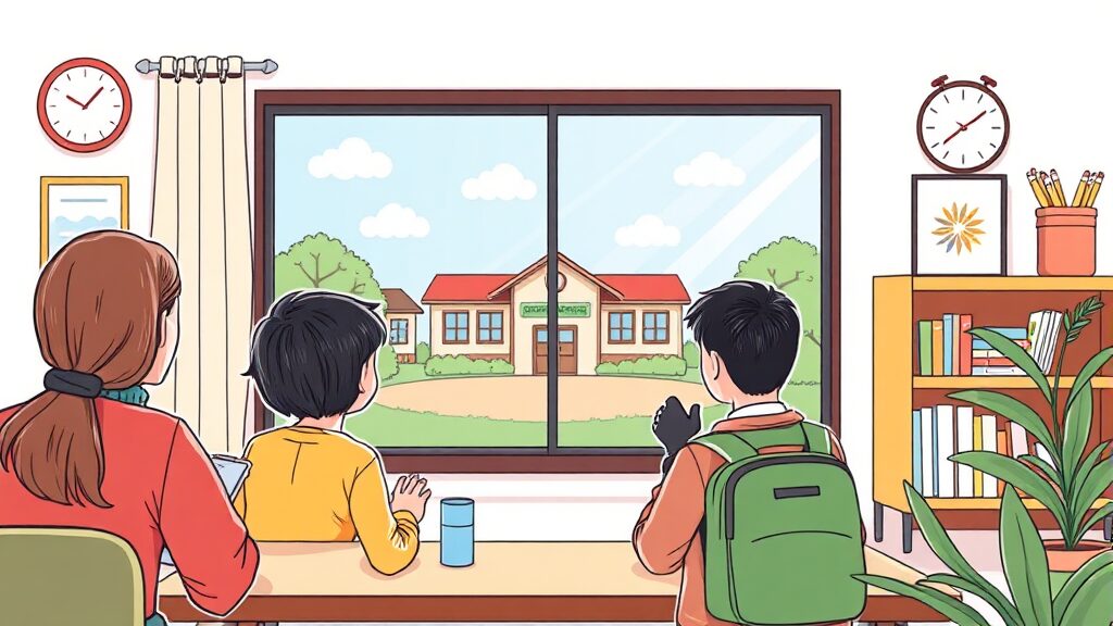 2026년, 나이스 학부모서비스와 함께 안심하고 준비해요 (illustration 스타일)