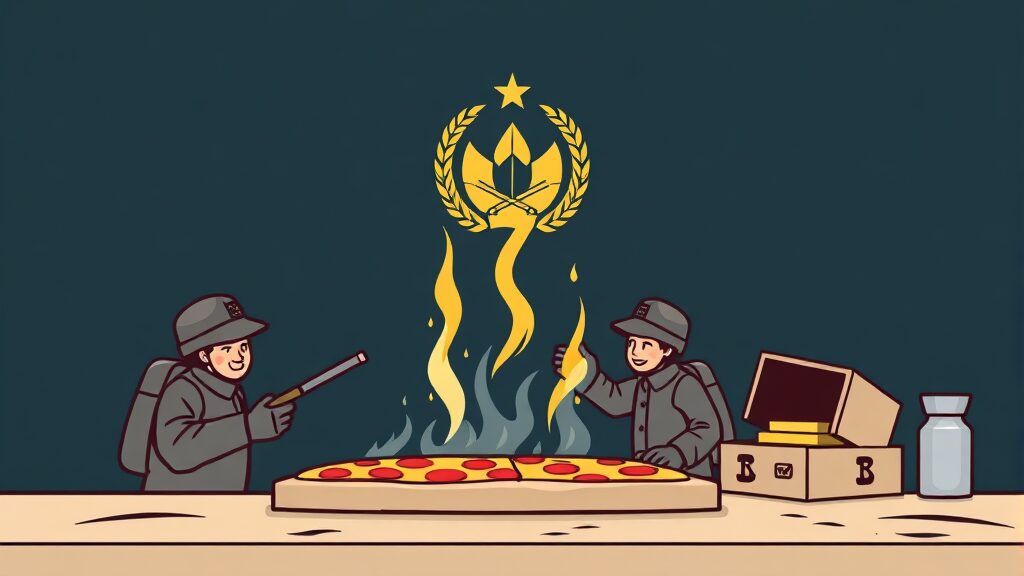 펜타곤 피자 지수의 신뢰성과 한계점 (illustration 스타일)