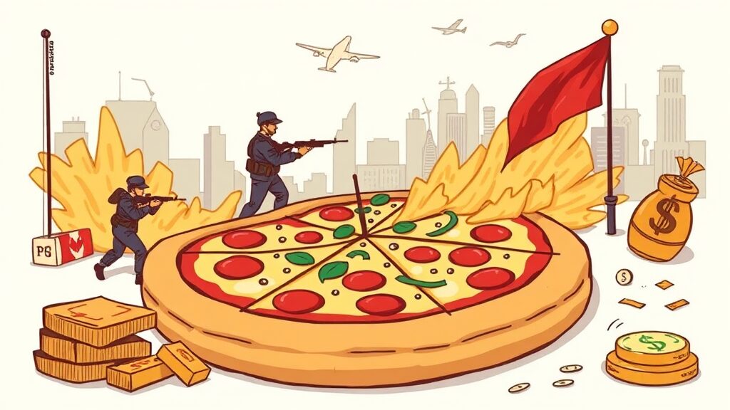 펜타곤 피자 지수, 투자 및 전략적 활용 가능성 (illustration 스타일)