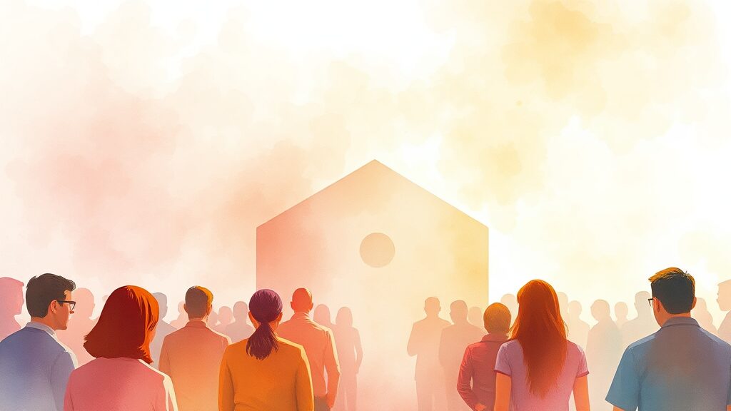 타운홀미팅, 단순한 만남을 넘어선 의미 (watercolor 스타일)