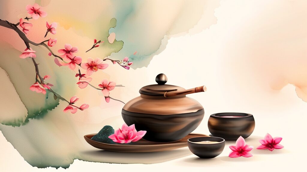 치료 효과 및 한의학적 접근의 특징 (watercolor 스타일)