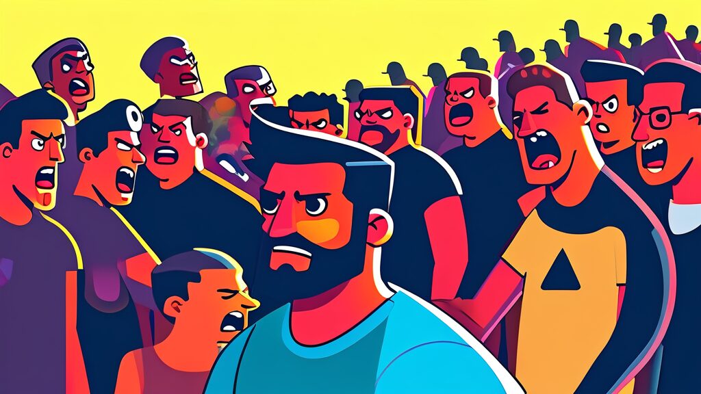 故 김창민 감독 사건: 진실 재조명, 유족의 절규와 수사 논란 5 국민적 공분과 사회적 파장 (cartoon 스타일)