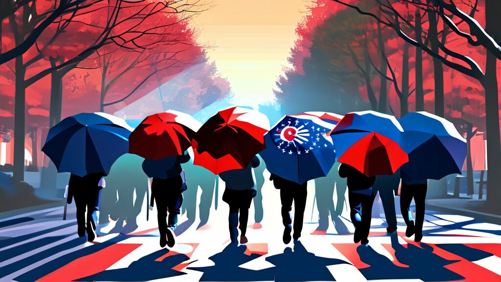 전한길 국민의힘 탈당 이유와 한미동맹단 창설: 보수 재편의 서막 3 한미동맹단 창설: '우산혁명'의 시작 (illustration 스타일)